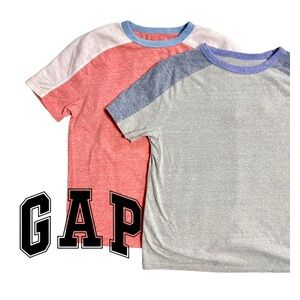 GAP Kids Size M Pair of Red and Gray Baseball Raglan Tees